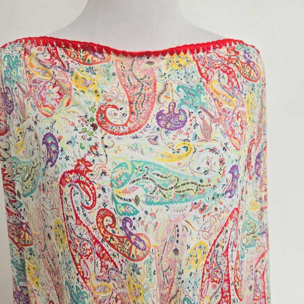 NWT Etro Poncho White Paisley Luxury European Vacation Summer Italy Women OS - Picture 6 of 14